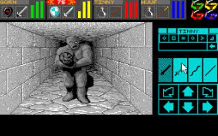 Gameplay screen of Dungeon Master (1/8)