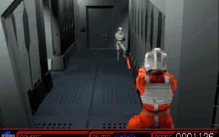 Gameplay screen of Star Wars: Rebel Assault (1/4)