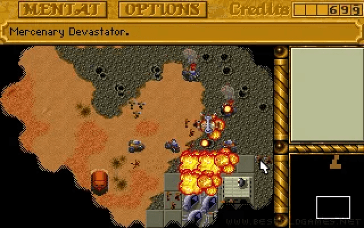 Gameplay screen of Dune II: The Building of a Dynasty (5/8)