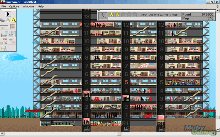 Gameplay screen of SimTower: The Vertical Empire (3/8)