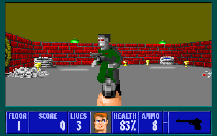 Gameplay screen of Wolfenstein 3D (4/8)